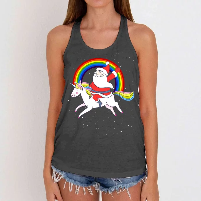 Santa Claus Unicorn Christmas Magic Women's Knotted Racerback Tank