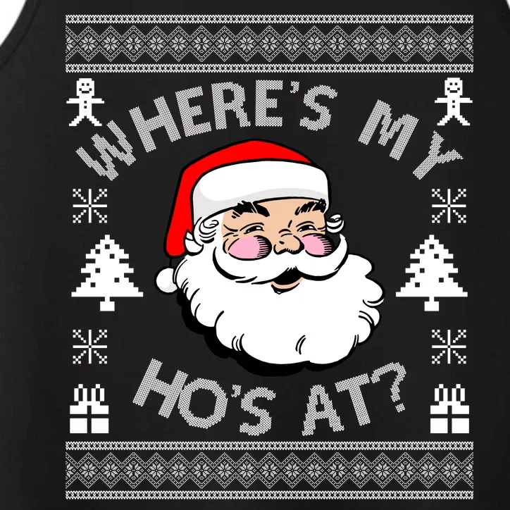 Santa Claus Where's My Ho's At? Funny Ugly Christmas Performance Tank