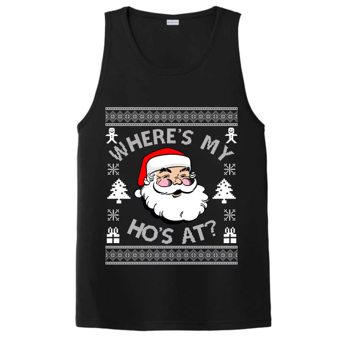 Santa Claus Where's My Ho's At? Funny Ugly Christmas Performance Tank