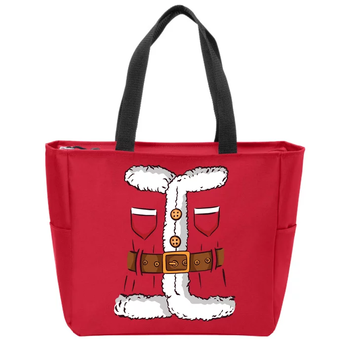 Santa Clause Costume Funny Chrismas Suit Zip Tote Bag