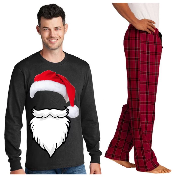 Santa Clause Mustache Beard Hat Long Sleeve Pajama Set