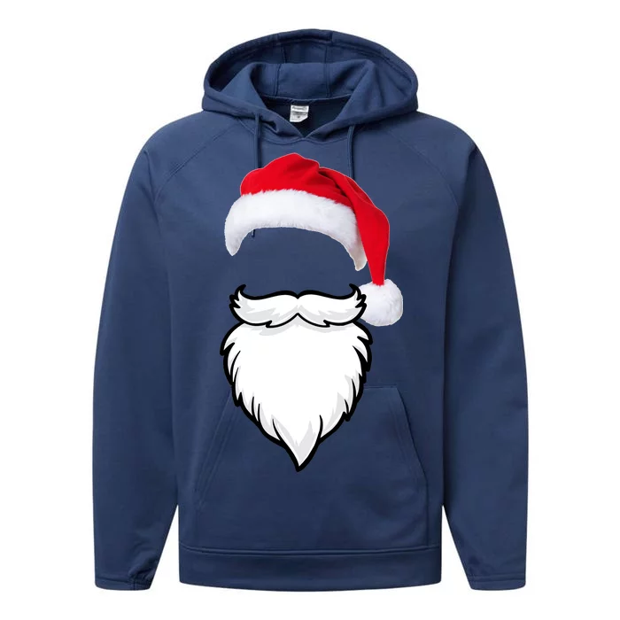 Santa Clause Mustache Beard Hat Performance Fleece Hoodie