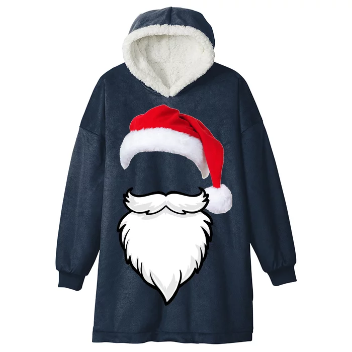 Santa Clause Mustache Beard Hat Hooded Wearable Blanket