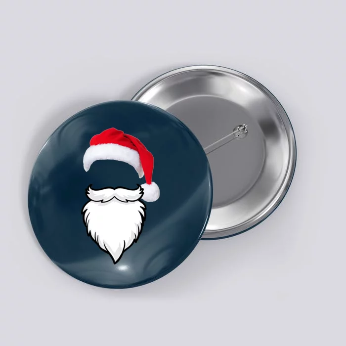 Santa Clause Mustache Beard Hat Button