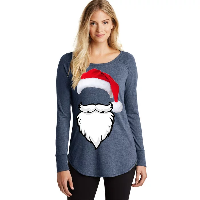 Santa Clause Mustache Beard Hat Women's Perfect Tri Tunic Long Sleeve Shirt