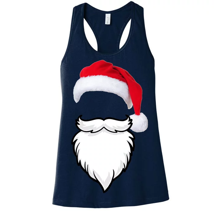 Santa Clause Mustache Beard Hat Women's Racerback Tank