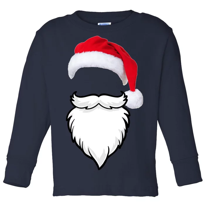 Santa Clause Mustache Beard Hat Toddler Long Sleeve Shirt