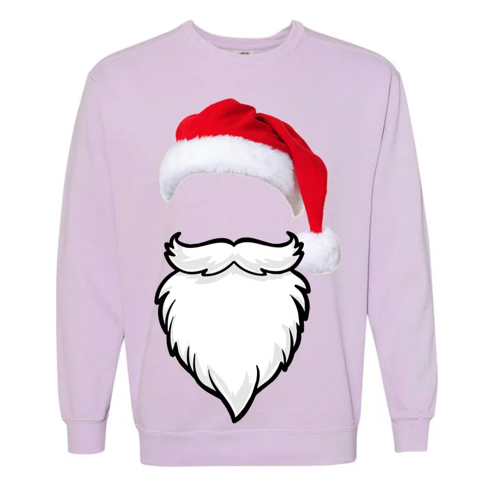 Santa Clause Mustache Beard Hat Garment-Dyed Sweatshirt