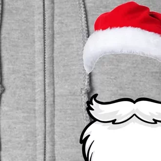 Santa Clause Mustache Beard Hat Full Zip Hoodie