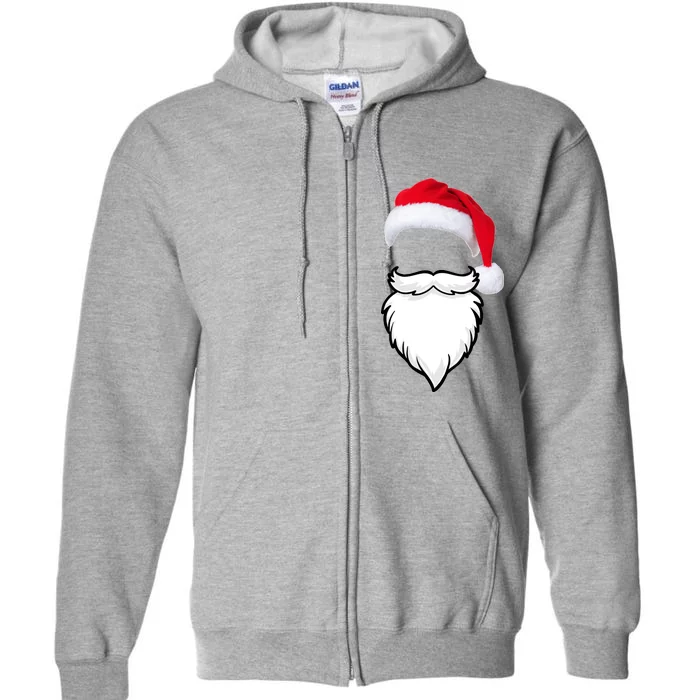 Santa Clause Mustache Beard Hat Full Zip Hoodie