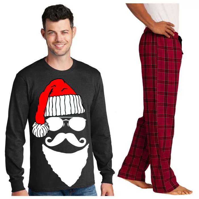 Santa Clause Mustache Face Long Sleeve Pajama Set