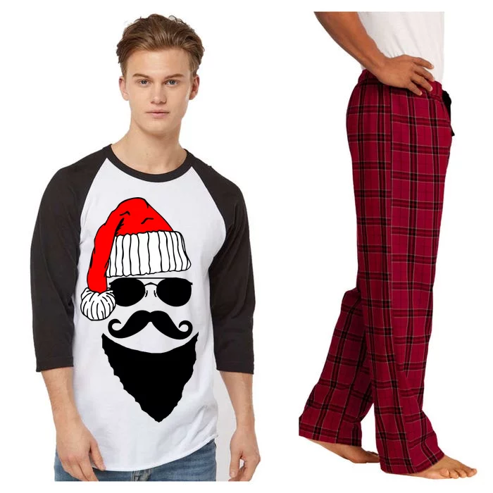 Santa Clause Mustache Face Raglan Sleeve Pajama Set