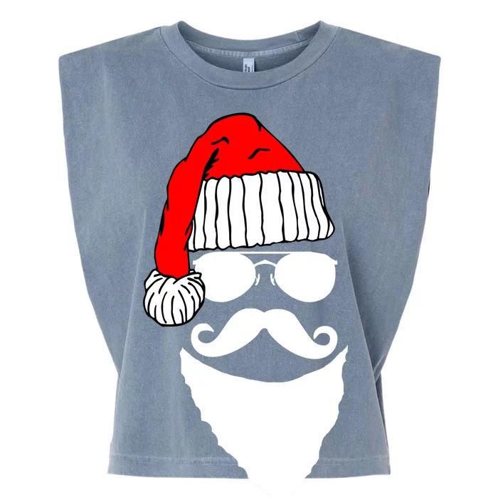 Santa Clause Mustache Face Garment-Dyed Women's Muscle Tee