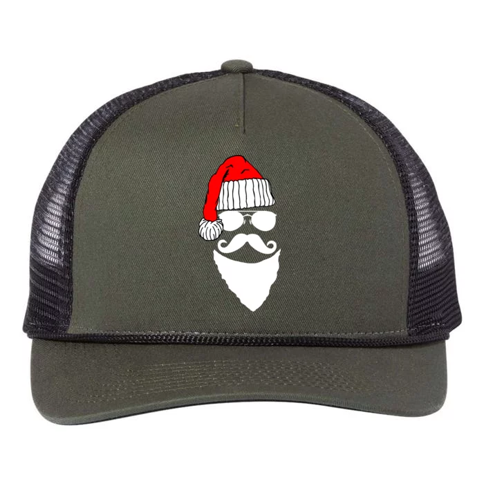 Santa Clause Mustache Face Retro Rope Trucker Hat Cap