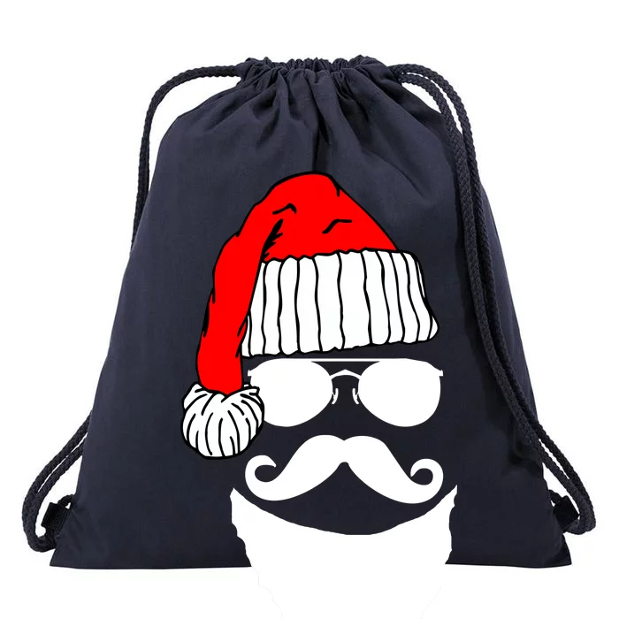 Santa Clause Mustache Face Drawstring Bag