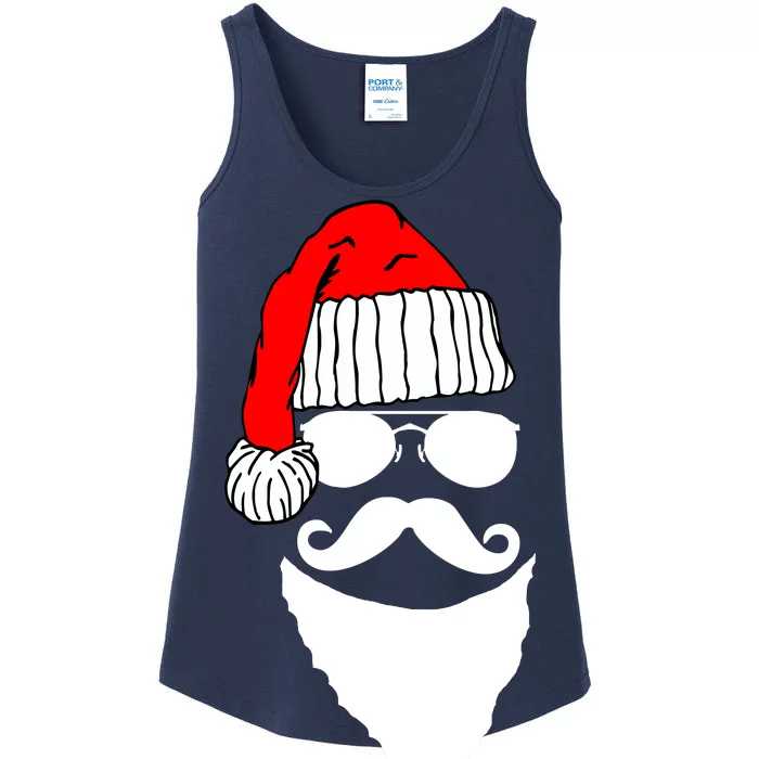 Santa Clause Mustache Face Ladies Essential Tank