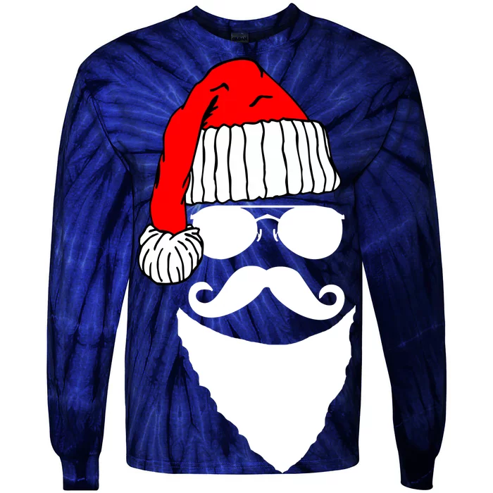 Santa Clause Mustache Face Tie-Dye Long Sleeve Shirt