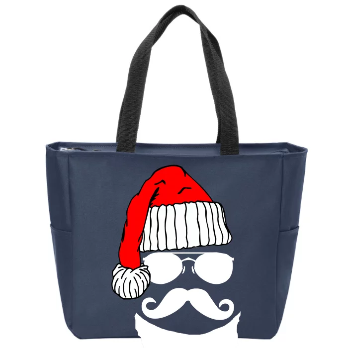 Santa Clause Mustache Face Zip Tote Bag