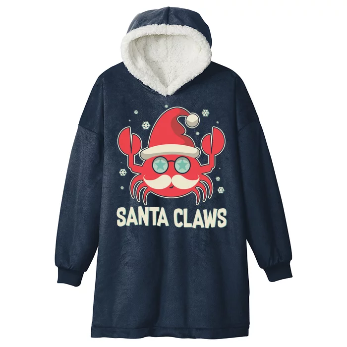 Santa Claw Crab Funny Christmas Hooded Wearable Blanket