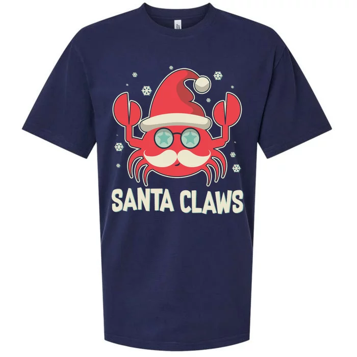 Santa Claw Crab Funny Christmas Sueded Cloud Jersey T-Shirt