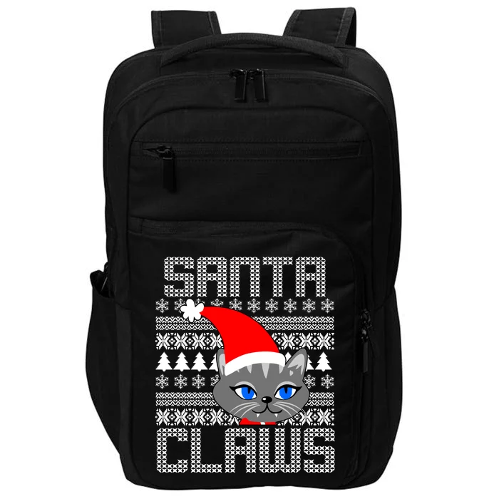 Santa Claws Cat Ugly Christmas Sweater Design Impact Tech Backpack