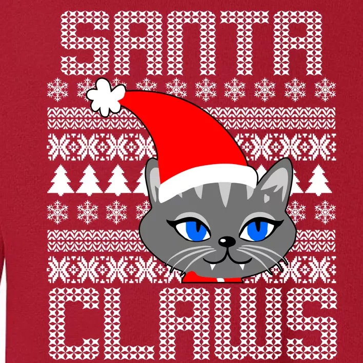 Santa Claws Cat Ugly Christmas Sweater Design Toddler Sweatshirt