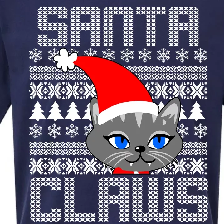 Santa Claws Cat Ugly Christmas Sweater Design Sueded Cloud Jersey T-Shirt