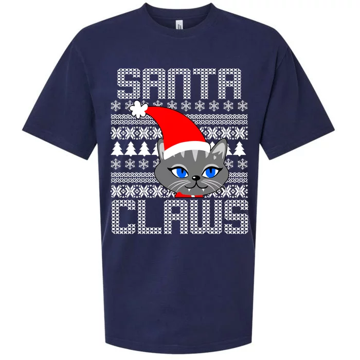 Santa Claws Cat Ugly Christmas Sweater Design Sueded Cloud Jersey T-Shirt