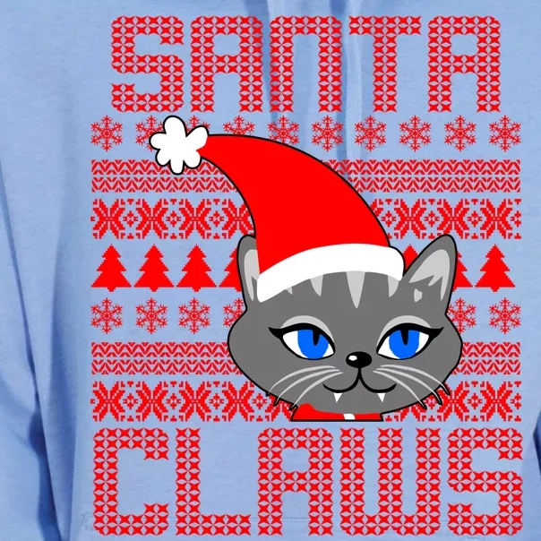 Santa Claws Cat Ugly Christmas Sweater Design Unisex Surf Hoodie