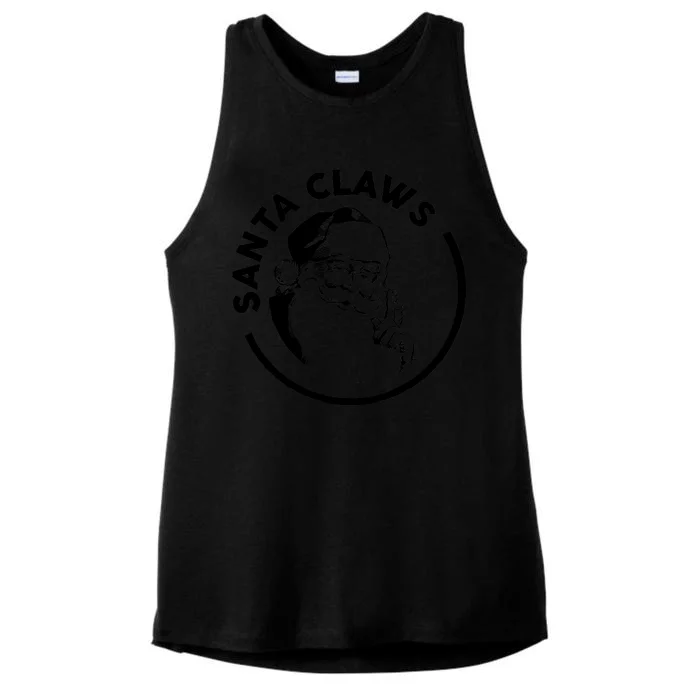 Santa Claws Drinking Funny Christmas Ladies Tri-Blend Wicking Tank