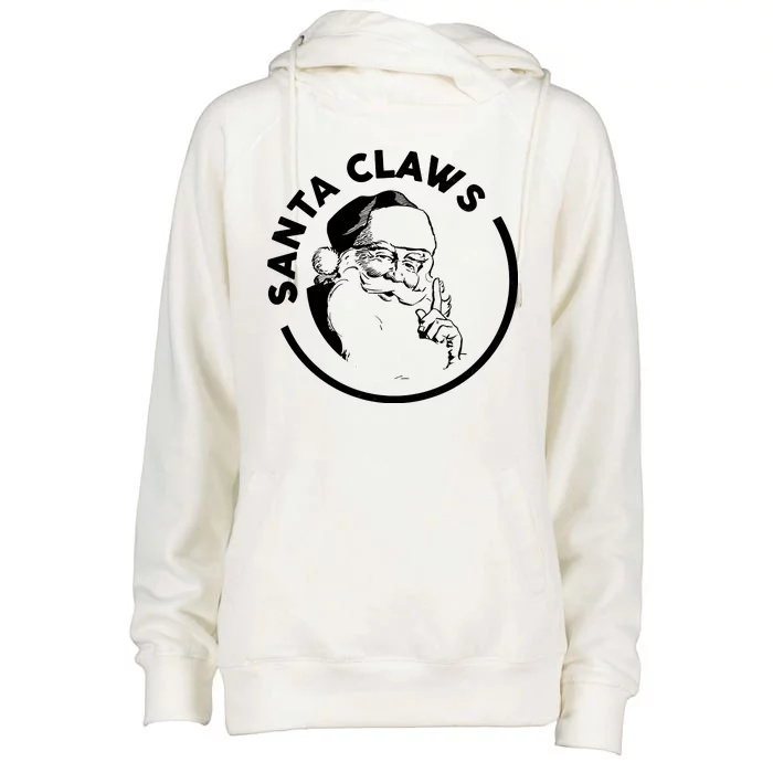 Santa Claws Drinking Funny Christmas Womens Funnel Neck Pullover Hood