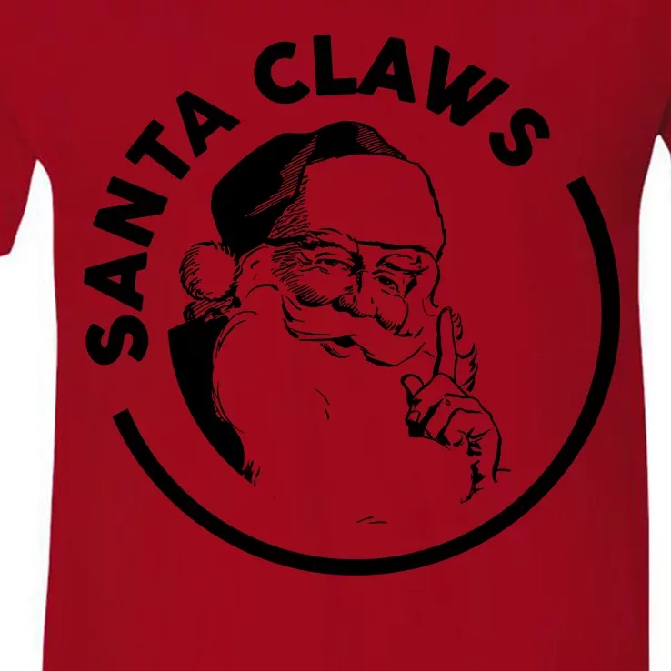 Santa Claws Drinking Funny Christmas V-Neck T-Shirt