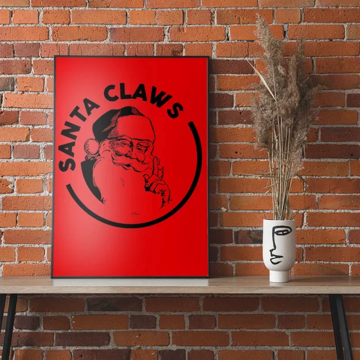 Santa Claws Drinking Funny Christmas Poster