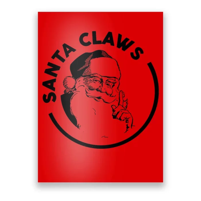 Santa Claws Drinking Funny Christmas Poster