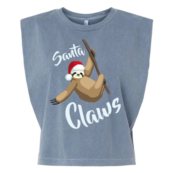 Santa Claws Sloth Christmas Garment-Dyed Women's Muscle Tee