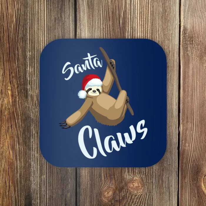 Santa Claws Sloth Christmas Coaster