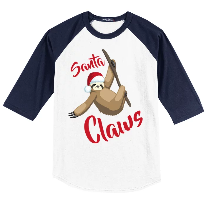 Santa Claws Sloth Christmas Baseball Sleeve Shirt