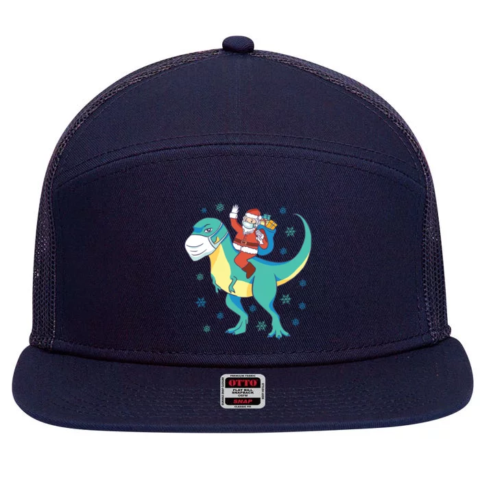 Santa Dinosaur Pandemic 7 Panel Mesh Trucker Snapback Hat