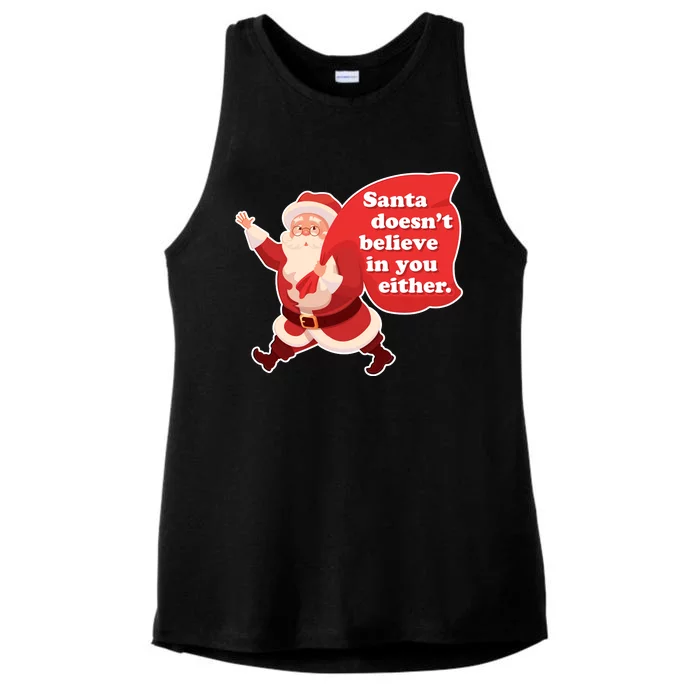 Santa Doesn't Believe In You Either Ladies Tri-Blend Wicking Tank