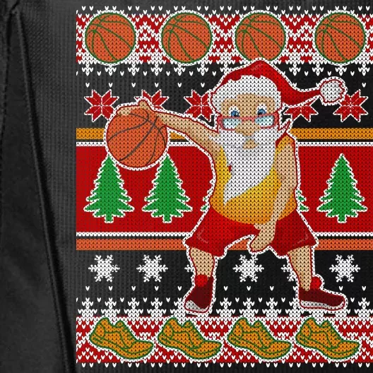 Santa Dribbling A Basketball Ugly Christmas City Backpack