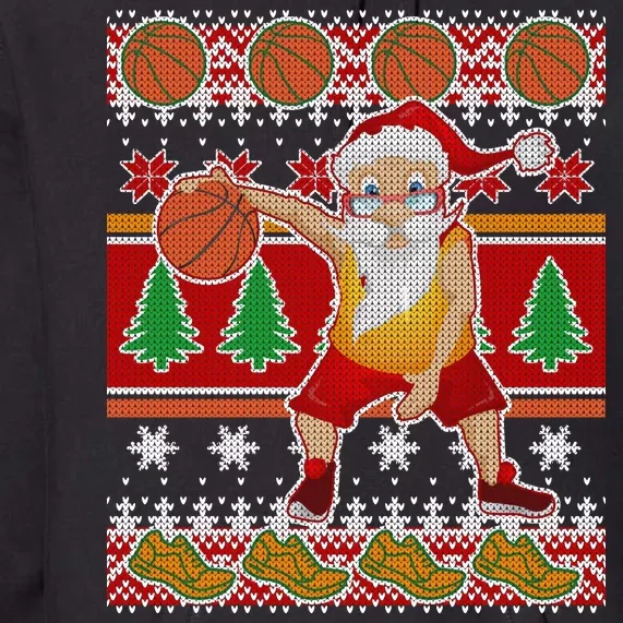 Santa Dribbling A Basketball Ugly Christmas Premium Hoodie