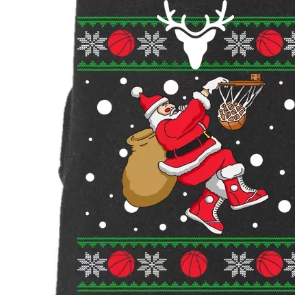 Santa Dunking Basketball Ugly Christmas Doggie 3-End Fleece Hoodie