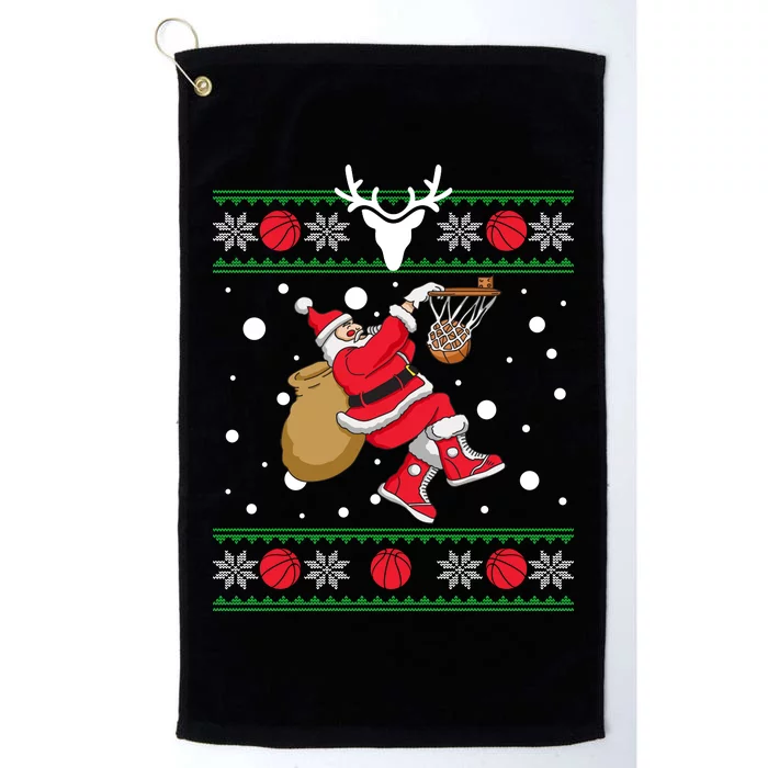 Santa Dunking Basketball Ugly Christmas Platinum Collection Golf Towel