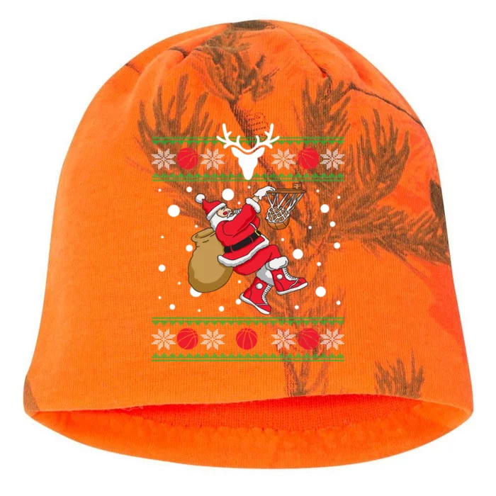 Santa Dunking Basketball Ugly Christmas Kati - Camo Knit Beanie