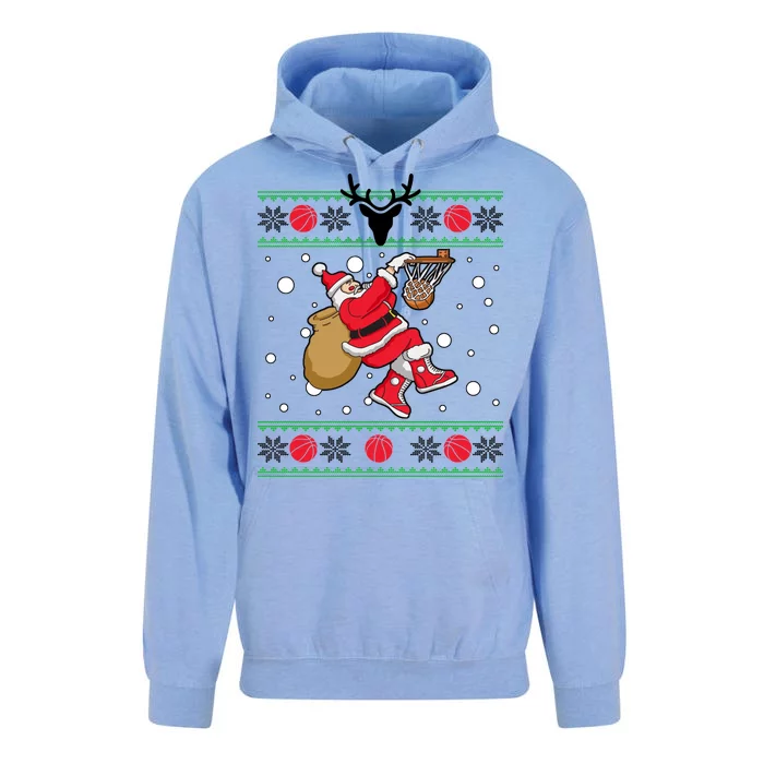 Santa Dunking Basketball Ugly Christmas Unisex Surf Hoodie