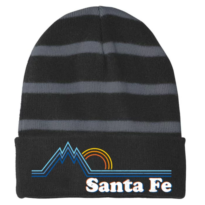 Santa Fe New Mexico Retro Logo Striped Beanie with Solid Band