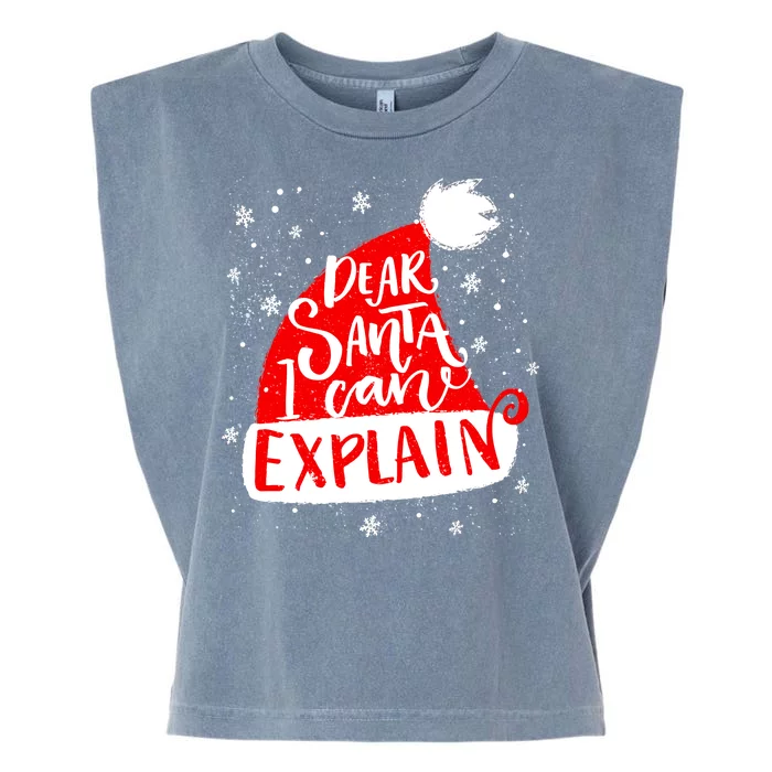 Santa Hat Dear Santa I Can Explain Christmas Garment-Dyed Women's Muscle Tee