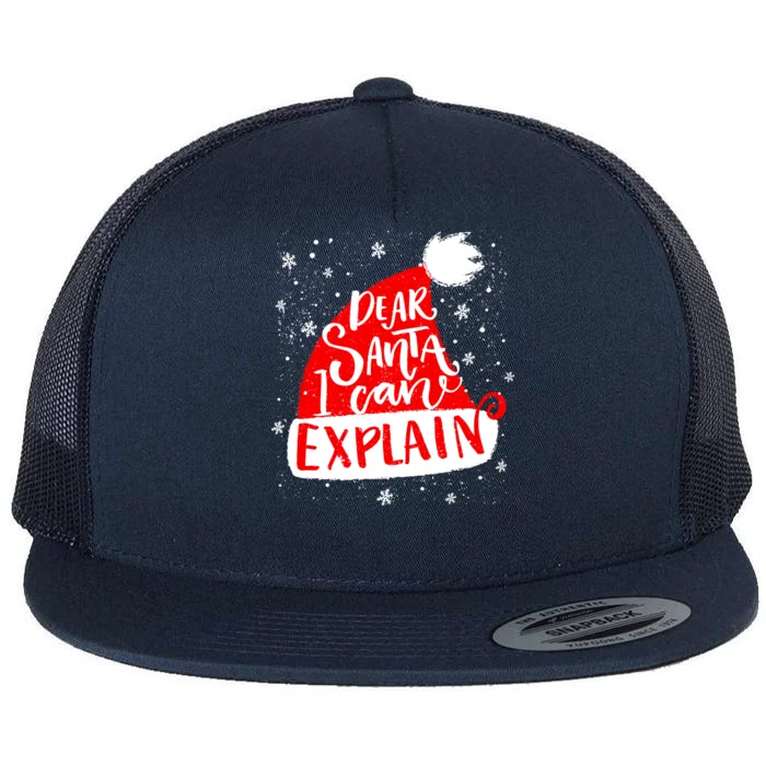 Santa Hat Dear Santa I Can Explain Christmas Flat Bill Trucker Hat