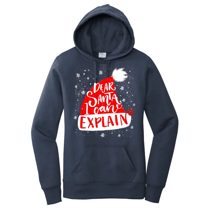 Santa Hat Dear Santa I Can Explain Christmas Women's Pullover Hoodie