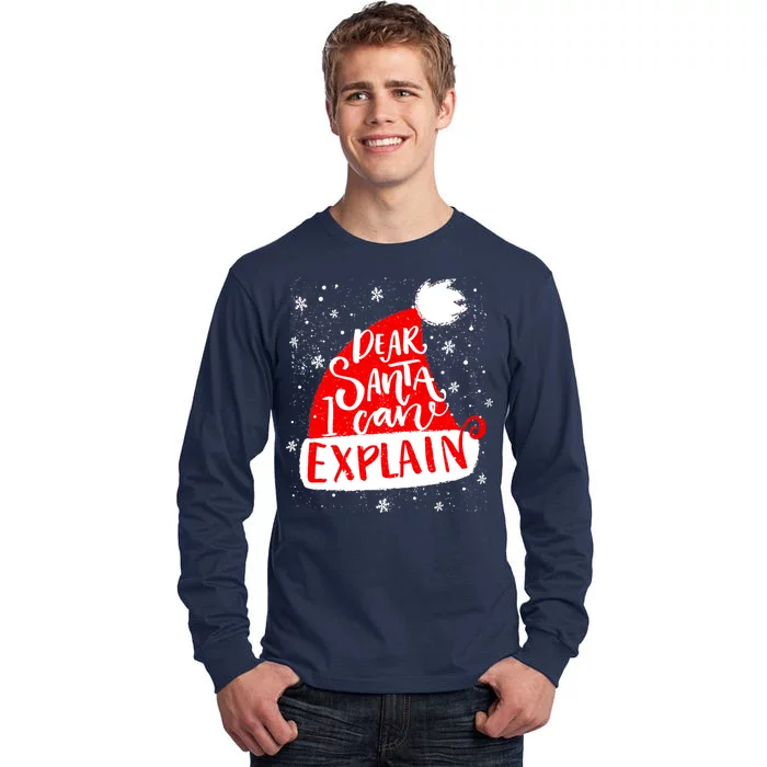 Santa Hat Dear Santa I Can Explain Christmas Tall Long Sleeve T-Shirt